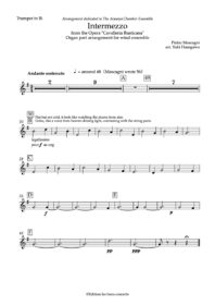 マスカーニ:間奏曲 (カヴァレリア・ルスティカーナ) オルガンパートの管楽合奏版アレンジ楽譜 (長谷川ゆき編)